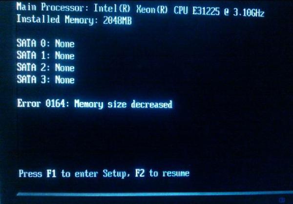 电脑开机自检提示memory  size  decreased错误