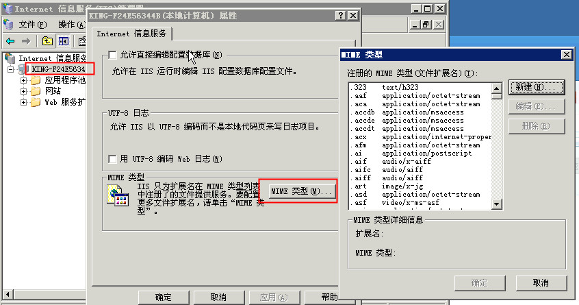 IIS添加MIME扩展类型及常用的MIME类型列表